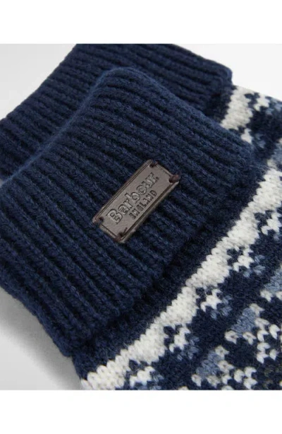 Barbour Marlow Fair Isle Wool-blend Knit Gloves In Blue