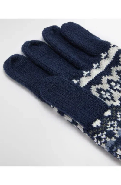 Barbour Marlow Fair Isle Wool-blend Knit Gloves In Blue