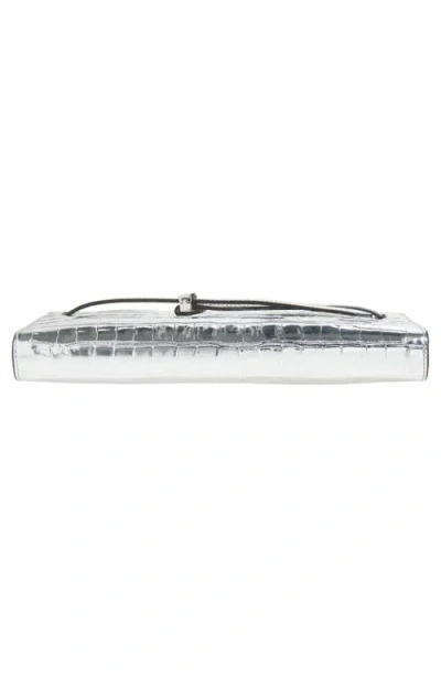 Veronica Beard Dash Croc Embossed Leather Shoulder Bag In Silver