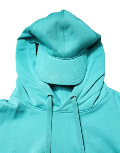 Dolce & Gabbana Green Cotton Hooded Men Sportswear Vest Sweater In Blue