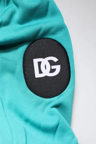 Dolce & Gabbana Green Cotton Hooded Men Sportswear Vest Sweater In Blue