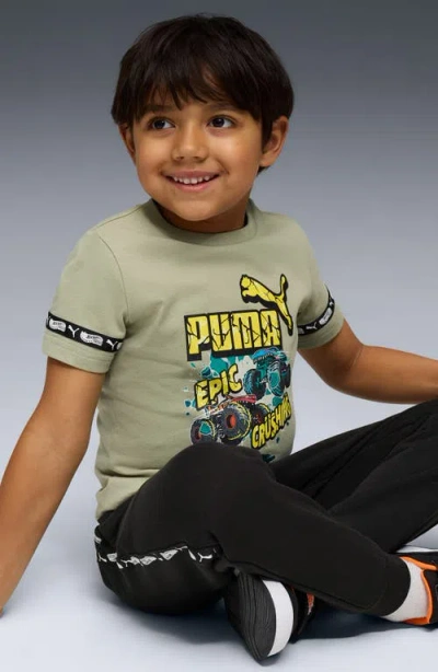 Puma X Hot Wheels Kids' Cotton Graphic T-shirt In Green