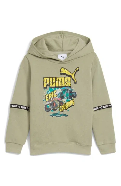 Puma X Hot Wheels Kids' Cotton Blend Hoodie In Green