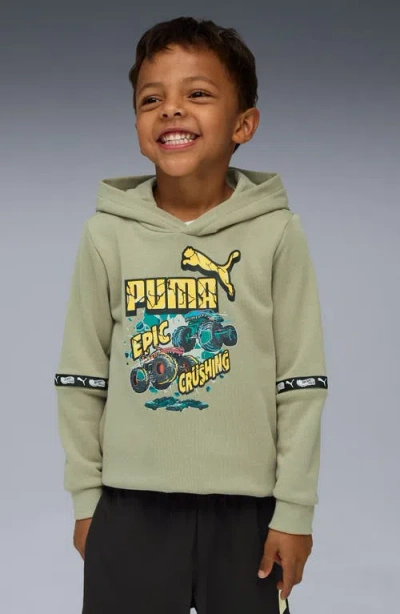 Puma X Hot Wheels Kids' Cotton Blend Hoodie In Green