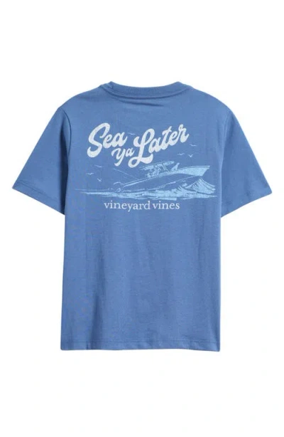 Vineyard Vines Kids' Sea Ya Later Pocket Graphic T-shirt In Blue
