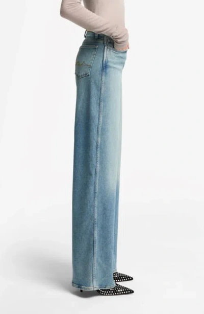 7 For All Mankind Lotta High Waist Wide Leg Jeans In Blue