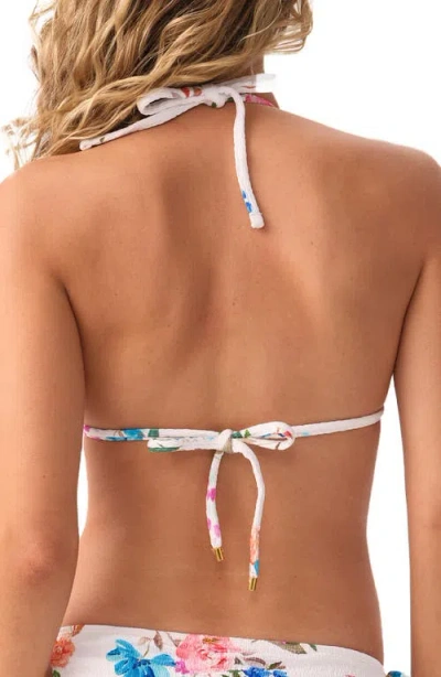 Pq Swim Smocked Triangle Bkini Top In White