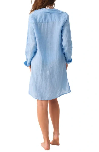 Pq Swim Millie Tie Linen Cover-up Shirt In Blue