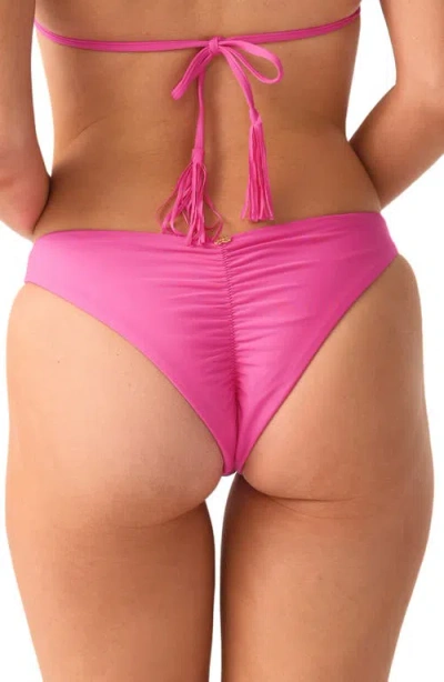 Pq Swim Basic Ruched Teeny Bikini Bottoms In Pink