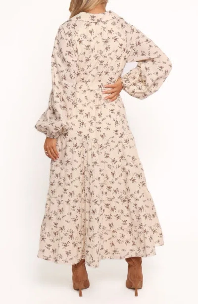 Petal And Pup Petal & Pup Lincoln Tie Waist Long Sleeve Maxi Dress In Multi