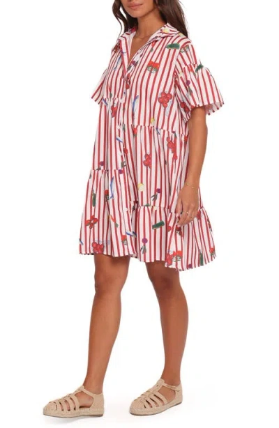 Petal And Pup Petal & Pup Peachy Tiered Shirtdress In Multi