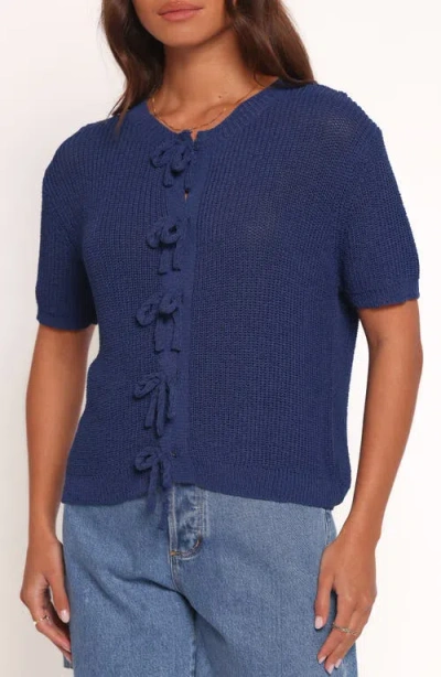 Petal And Pup Petal & Pup Gemma Bow Accent Short Sleeve Cardigan In Multi