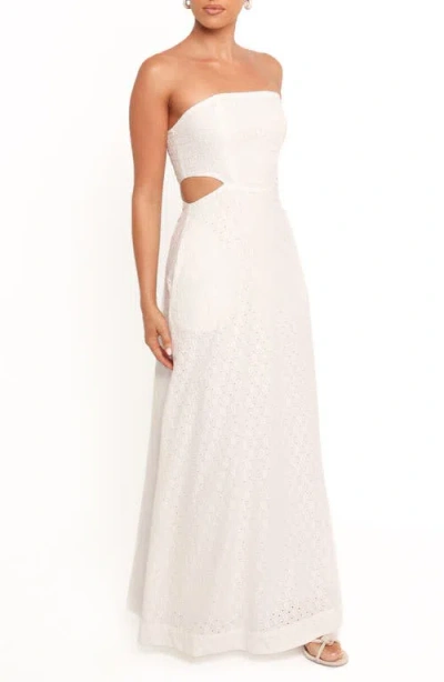 Petal And Pup Petal & Pup Laura Eyelet Strapless Maxi Dress In Red