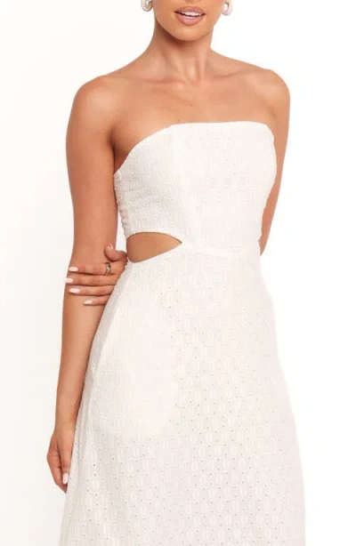 Petal And Pup Petal & Pup Laura Eyelet Strapless Maxi Dress In Red