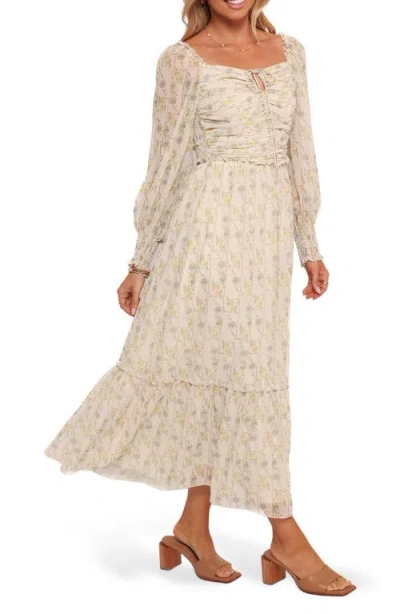 Petal And Pup Petal & Pup Keziah Long Sleeve Maxi Dress In Neutral