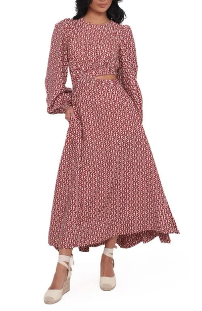 Petal And Pup Petal & Pup Ginnee Puff Shoulder Cutout Maxi Dress In Multi