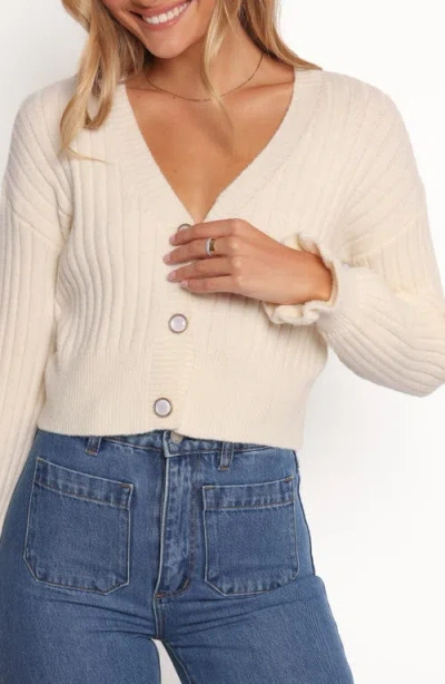 Petal And Pup Petal & Pup Zana Ruffle Cuff Crop Rib Cardigan In Neutral