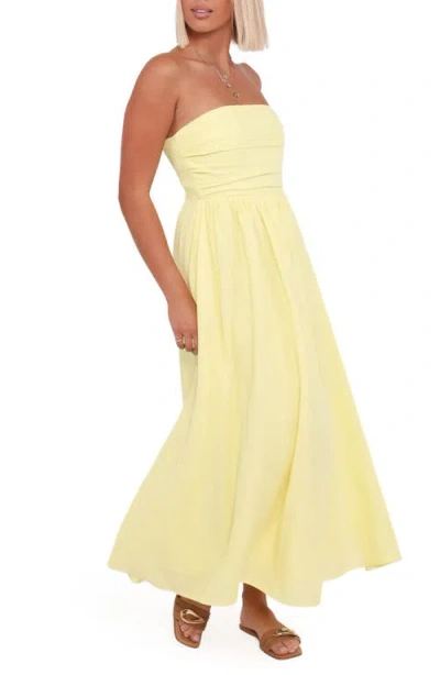 Petal And Pup Petal & Pup Kayt Strapless Linen Blend Maxi Sundress In Yellow