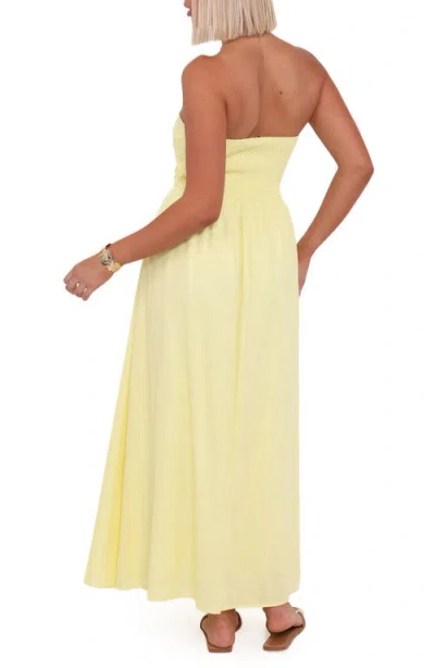 Petal And Pup Petal & Pup Kayt Strapless Linen Blend Maxi Sundress In Yellow