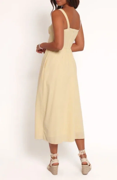 Petal And Pup Petal & Pup Kinslee Corset Cotton Blend Midi Dress In Yellow
