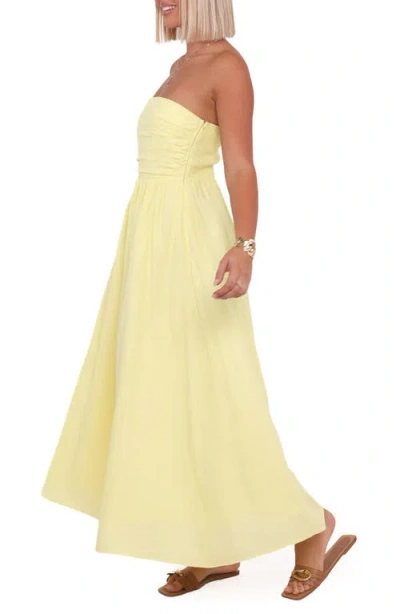 Petal And Pup Petal & Pup Kayt Strapless Linen Blend Maxi Sundress In Yellow