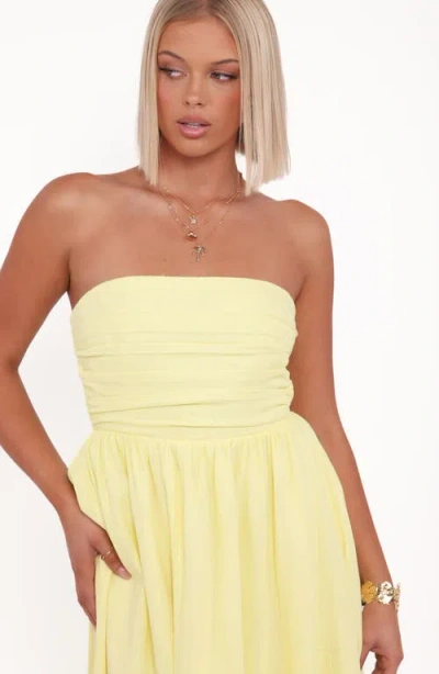 Petal And Pup Petal & Pup Kayt Strapless Linen Blend Maxi Sundress In Yellow