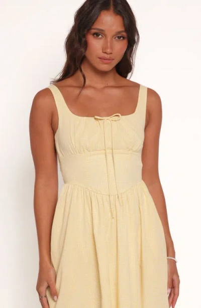 Petal And Pup Petal & Pup Kinslee Corset Cotton Blend Midi Dress In Yellow
