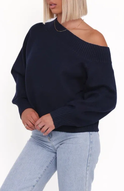 Petal And Pup Petal & Pup Allis One-shoulder Sweater In Blue