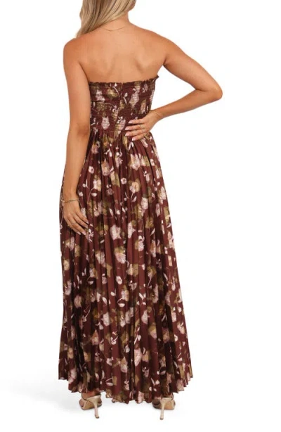 Petal And Pup Petal & Pup Angelique Print Strapless Maxi Dress In Brown