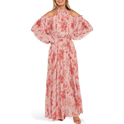 Petal And Pup Petal & Pup Hilary Off The Shoulder Long Sleeve Maxi Dress In Multi