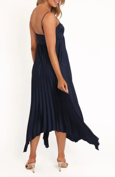 Petal And Pup Petal & Pup Vikki Pleated Sleeveless Satin Maxi Dress In Blue