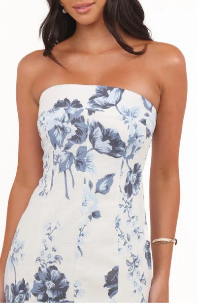 Petal And Pup Petal & Pup Tamira Floral Print Strapless Maxi Dress In Blue