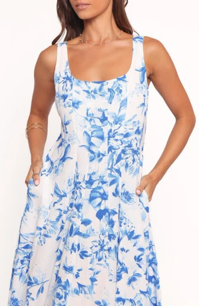 Petal And Pup Petal & Pup Lowen Floral Princess Seam Maxi Dress In Blue