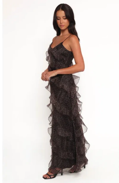 Petal And Pup Petal & Pup Ciao Leopard Print Ruffle Chiffon Maxi Dress In Black