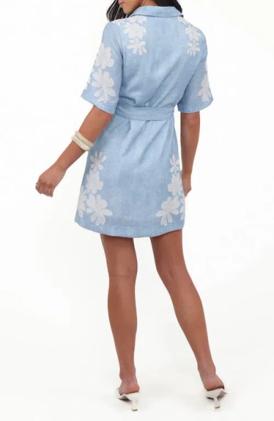 Petal And Pup Petal & Pup Connie Linen Blend Belted Shirtdress In Blue