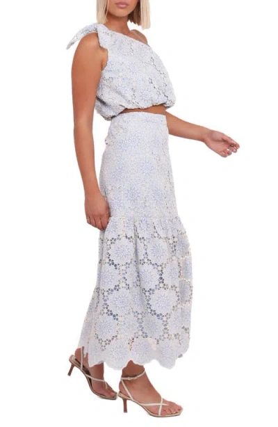 Petal And Pup Petal & Pup Jennie Lace One-shoulder Crop Top & Maxi Skirt Set In White