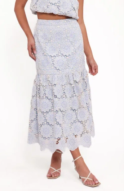 Petal And Pup Petal & Pup Jennie Lace One-shoulder Crop Top & Maxi Skirt Set In White
