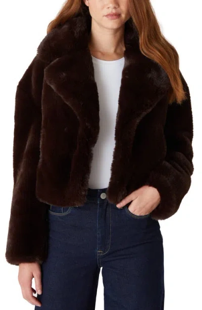 Blanknyc Crop Faux Fur Jacket In Brown