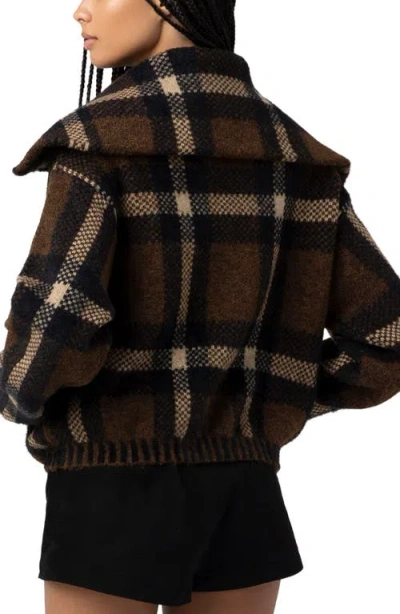 Blanknyc Plaid Crop Sweater Jacket In Multi