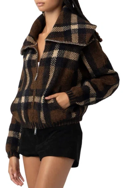 Blanknyc Plaid Crop Sweater Jacket In Multi