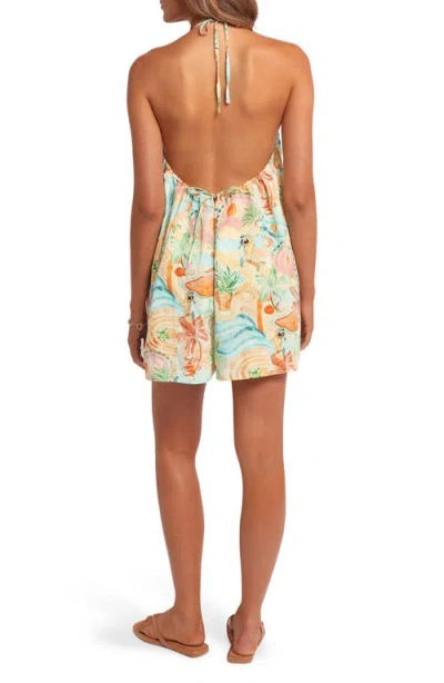 Petal And Pup Petal & Pup Renata Open Back Cotton Blend Halter Romper In Gold