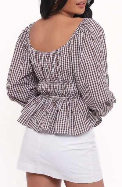 Petal And Pup Petal & Pup Saphia Cotton Gingham Top In Brown