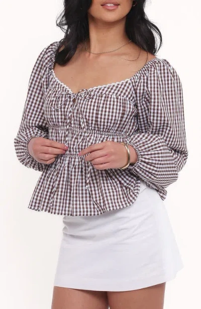 Petal And Pup Petal & Pup Saphia Cotton Gingham Top In Brown