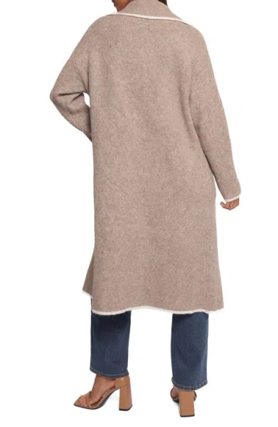 Petal And Pup Petal & Pup Katia Contrast Trim Sweater Coat In Brown