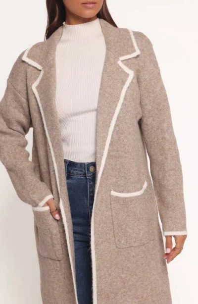 Petal And Pup Petal & Pup Katia Contrast Trim Sweater Coat In Brown