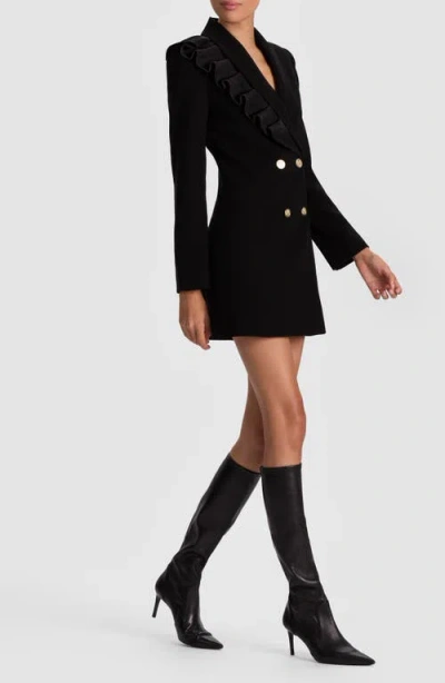 Alice And Olivia Latoya Ruffle Blazer Mini Dress In Black