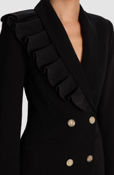 Alice And Olivia Latoya Ruffle Blazer Mini Dress In Black