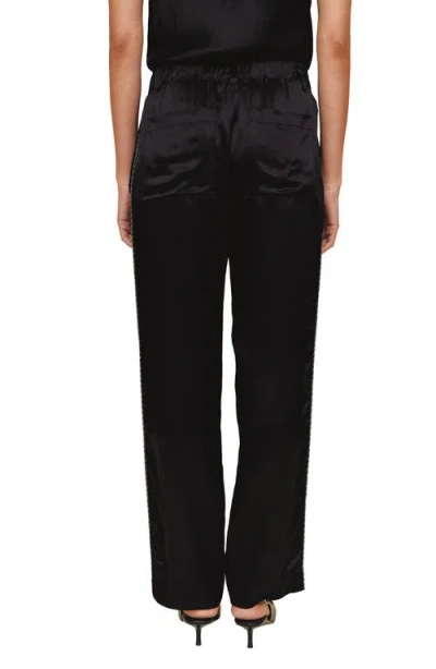 Bella Dahl Beaded Piping Satin Pants In Black