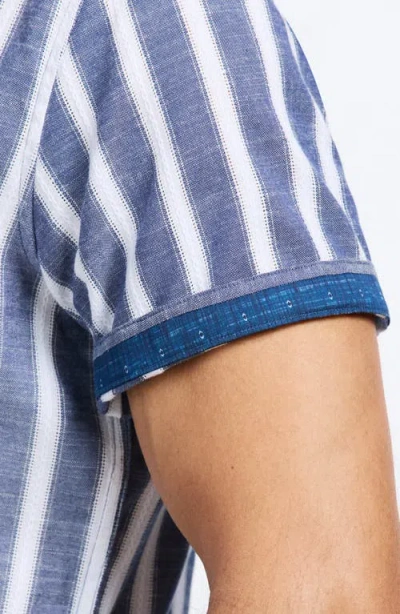 Robert Graham Preston Stripe Cotton Blend Button-up Shirt In Blue