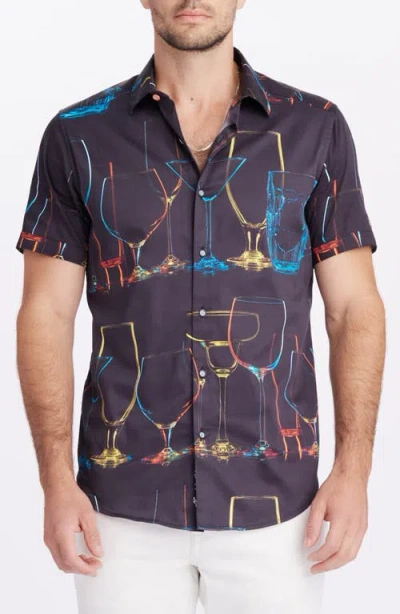 Robert Graham Neon Nights Short Sleeve Button Down Shirt In Blue
